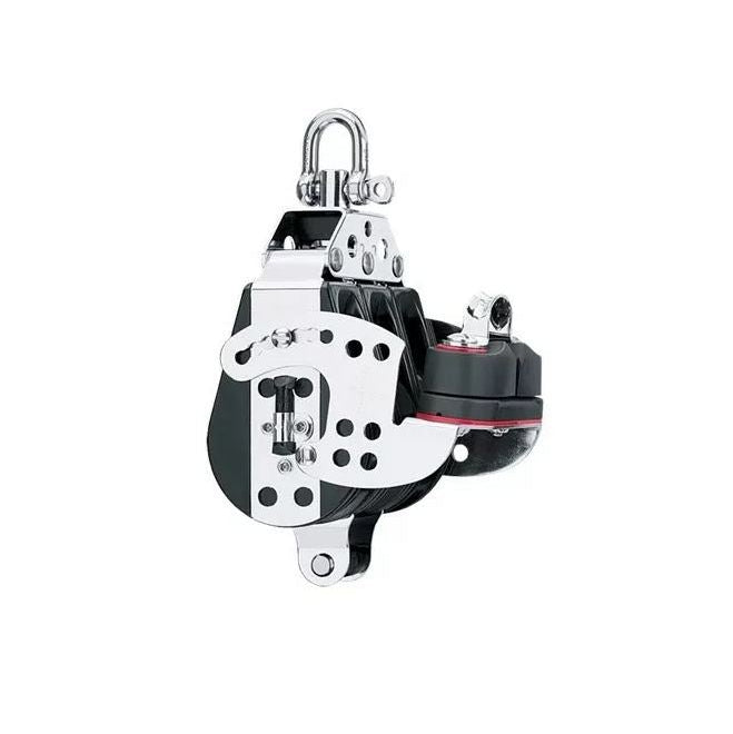Harken 76mm Midrange Hexaratchet® Block, Klemme + Hundsfott, 3-scheibig